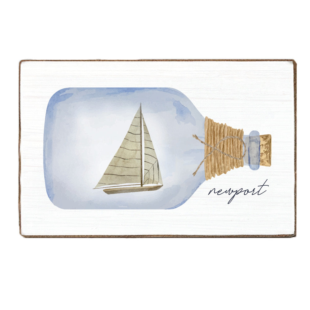 Sailboat In A Bottle Personalized Block Sign