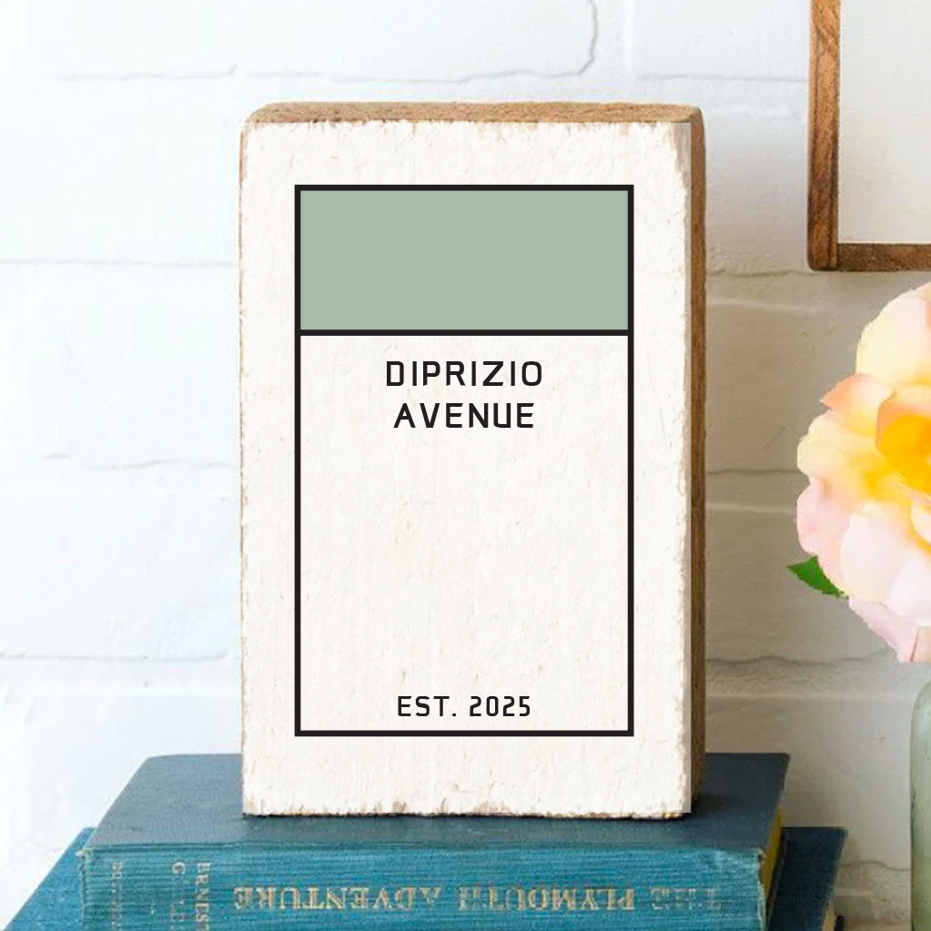 Game Board Tile Green Personalized Block Sign