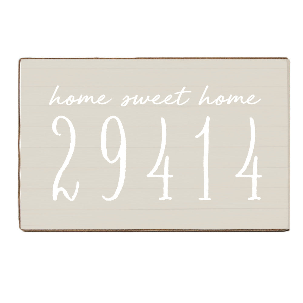 Home Sweet Home Taupe Personalized Zipcode Block Sign