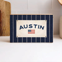 Americana Stripe Personalized Block Sign