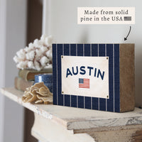 Americana Stripe Personalized Block Sign