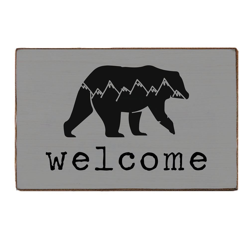 Mountain Bear Welcome Block Sign