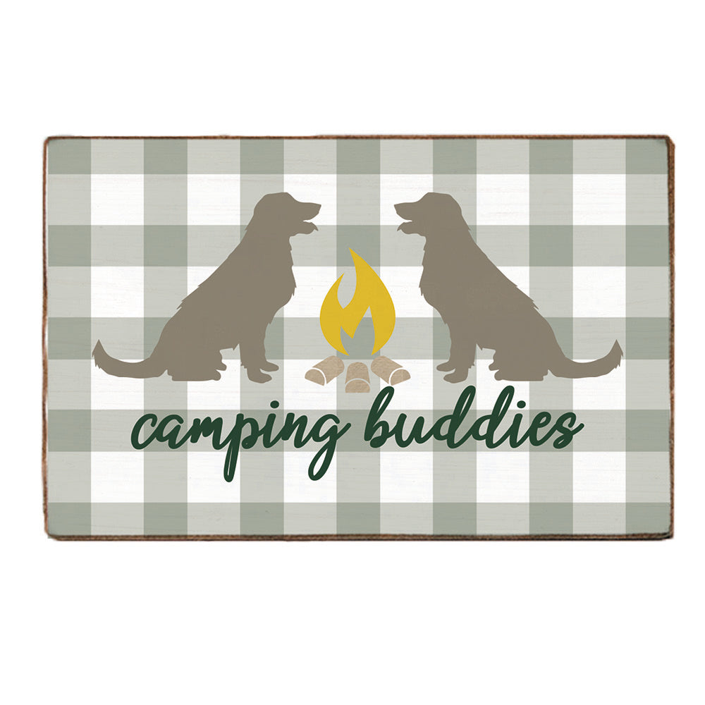 Camping Dog Buddies Block Sign