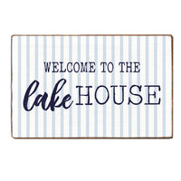 Blue Striped Welcome To The Lake House XL Block Sign