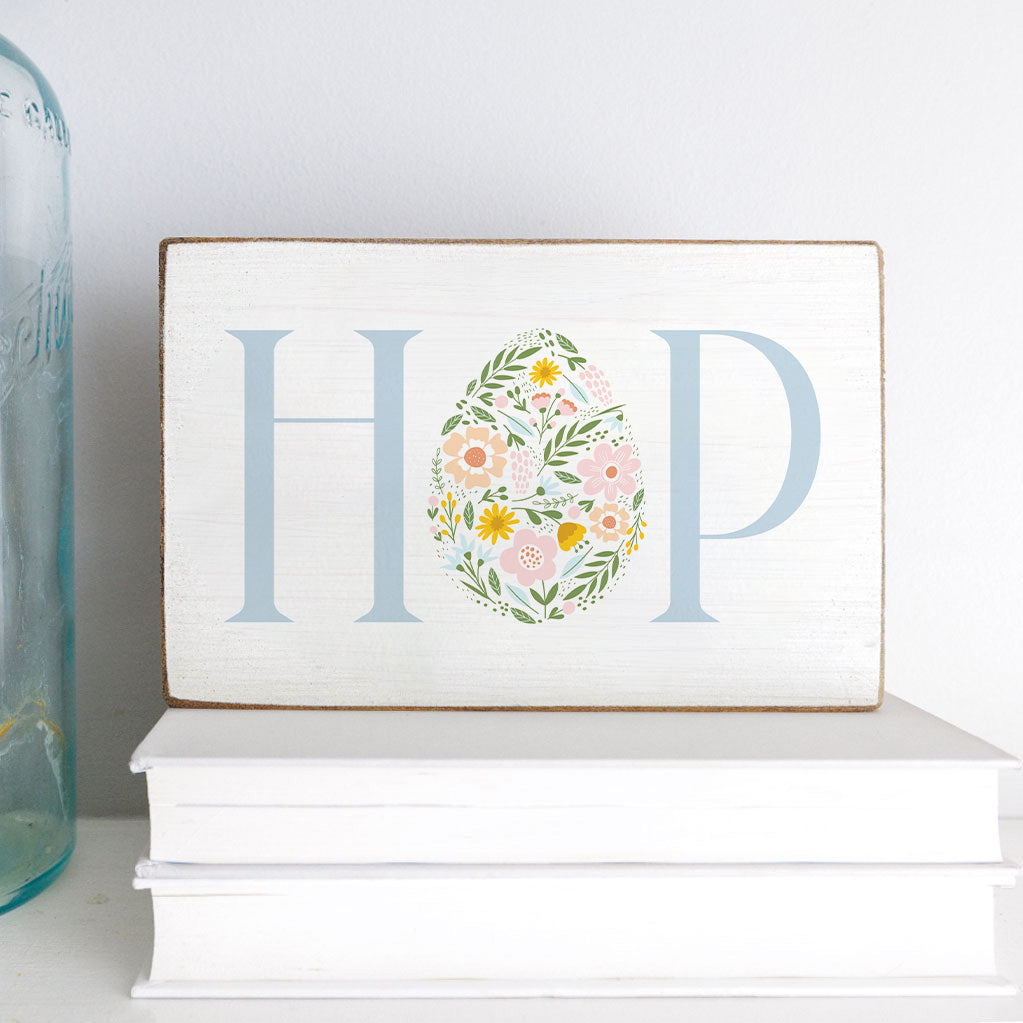 Hop Floral Easter Egg Block Sign