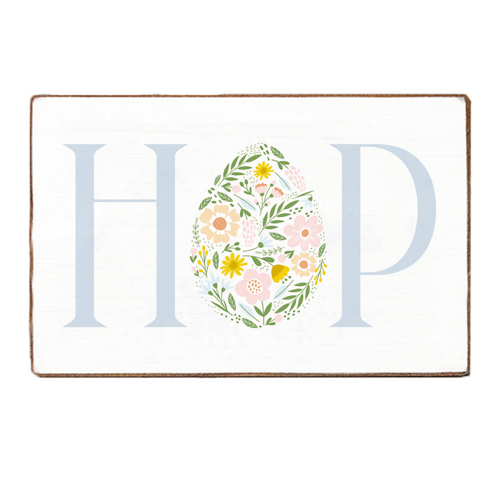 Hop Floral Easter Egg Block Sign