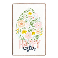 Floral Easter Egg Happy Easter Block Sign