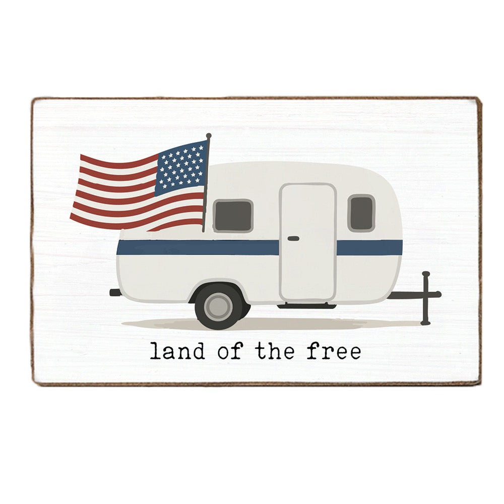 Land Of The Free Camper Block Sign