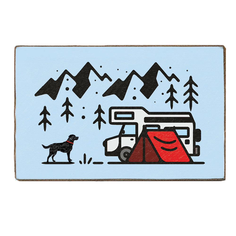 Camping Dog Adventure Block Sign