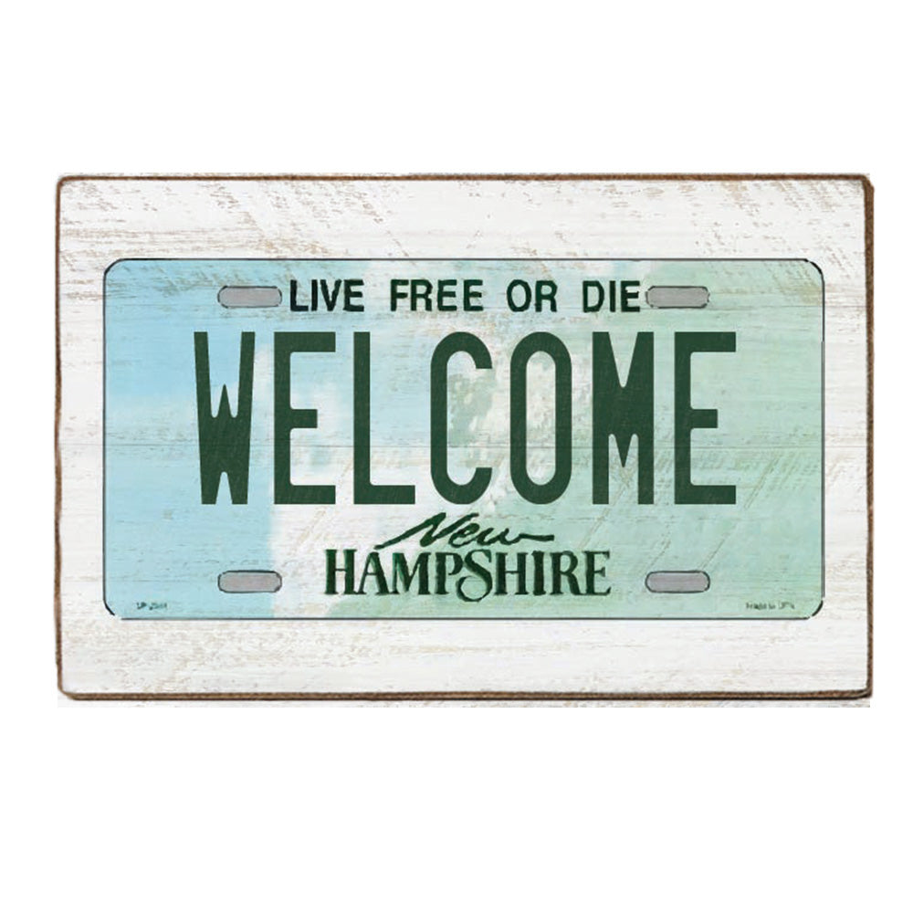 New Hampshire License Plate Welcome Block Sign
