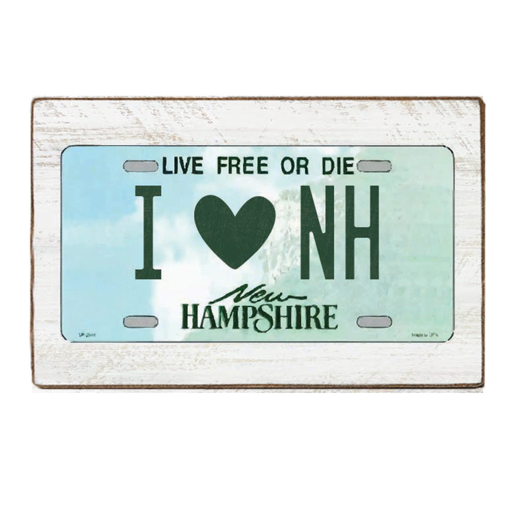 I Love NH Live Free Or Die License Plate XL Block Sign