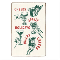 Cheers Holidays Spirit Merry XL Block Sign