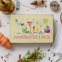 Cocktail O'Clock Block Sign