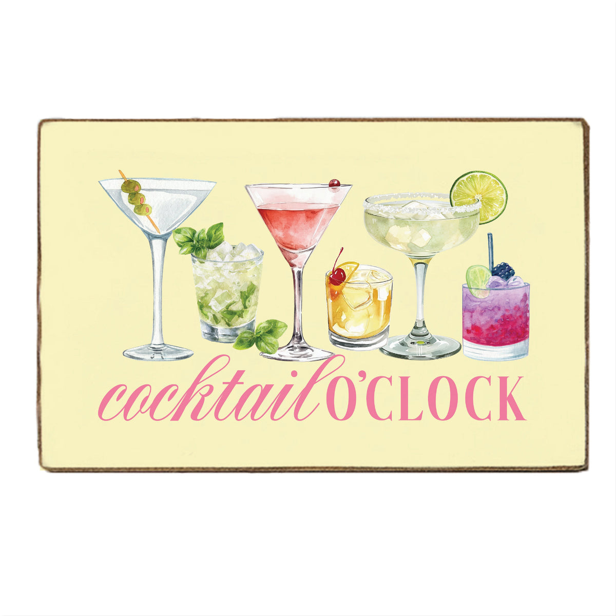 Cocktail O'Clock Block Sign