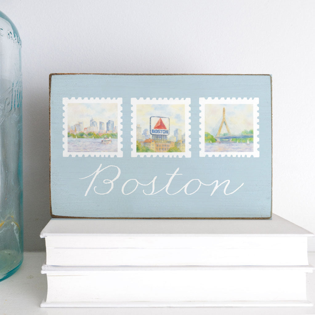 Boston Stamps Block Sign