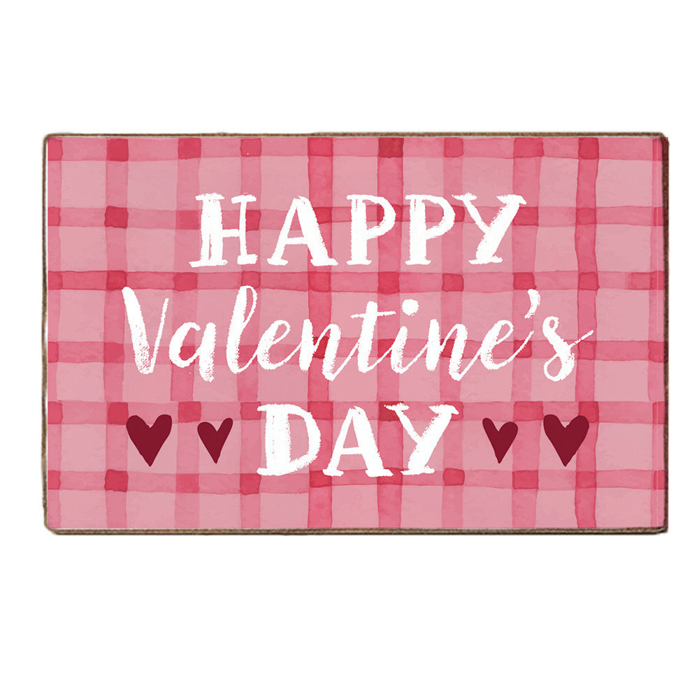 Happy Valentine's Day Gingham  Block Sign