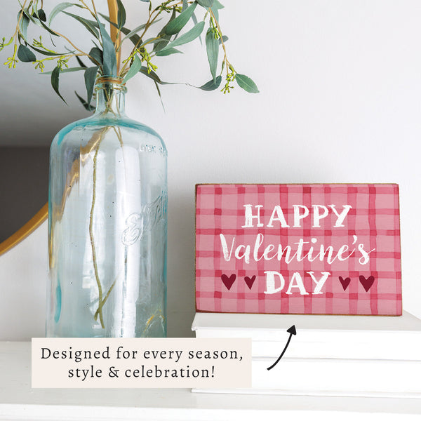 Happy Valentine's Day Gingham  Block Sign