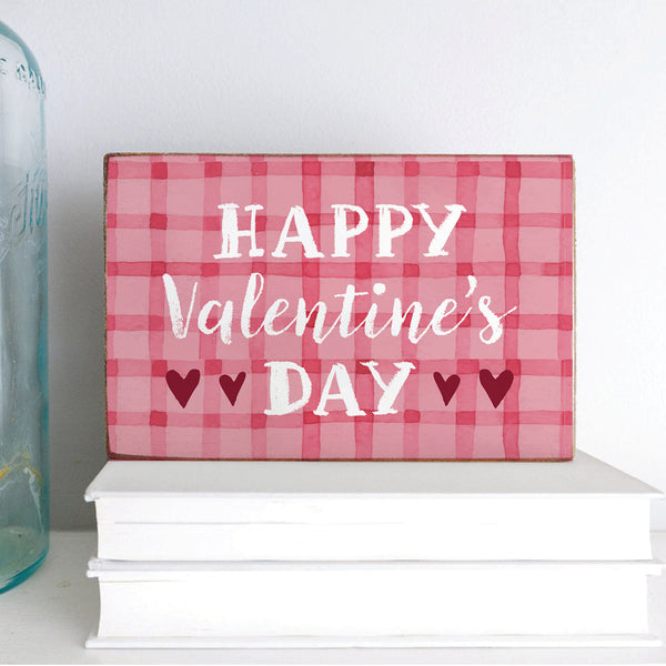 Happy Valentine's Day Gingham  Block Sign