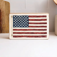 American Vintage Flag Block Sign