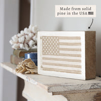 American Vintage Flag Whitewash Block Sign