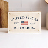 United States of America  Est 1776 Banner Block Sign