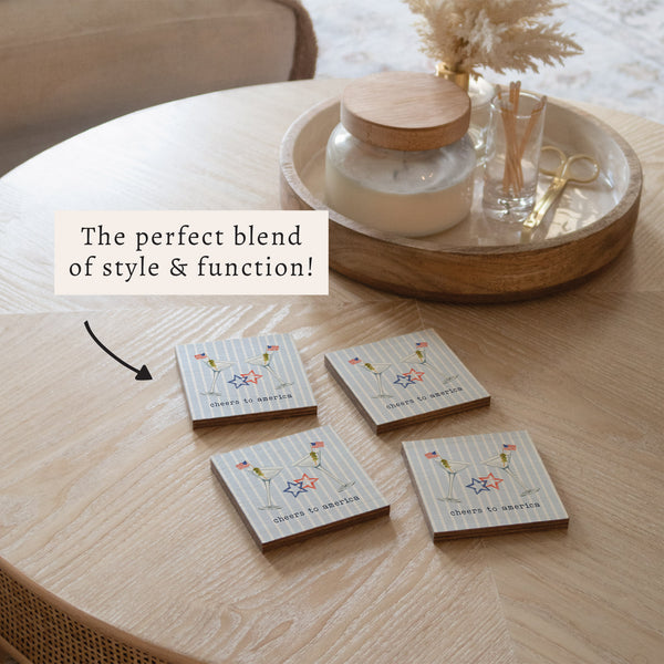 American Flag Martinis Coaster Set