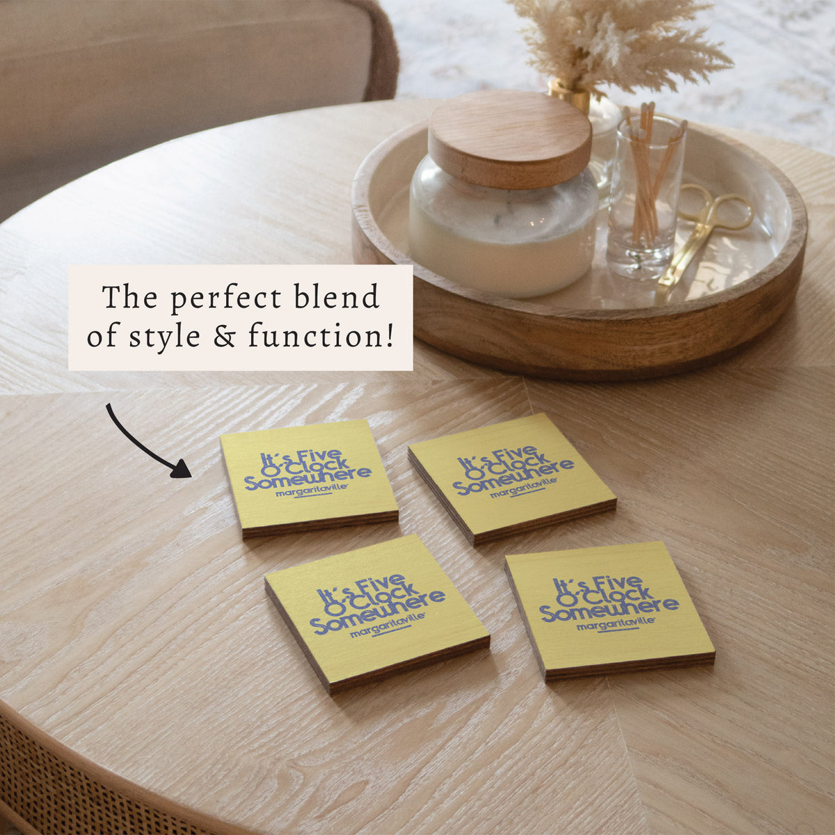 *It’s 5 O’Clock Somewhere Yellow Coaster Set