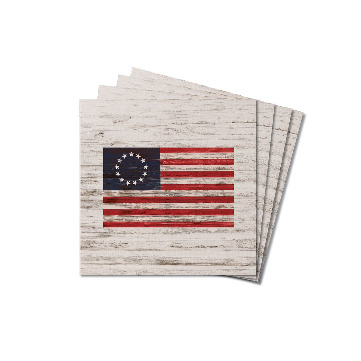 FOV Betsy Ross Flag Coaster Set - White