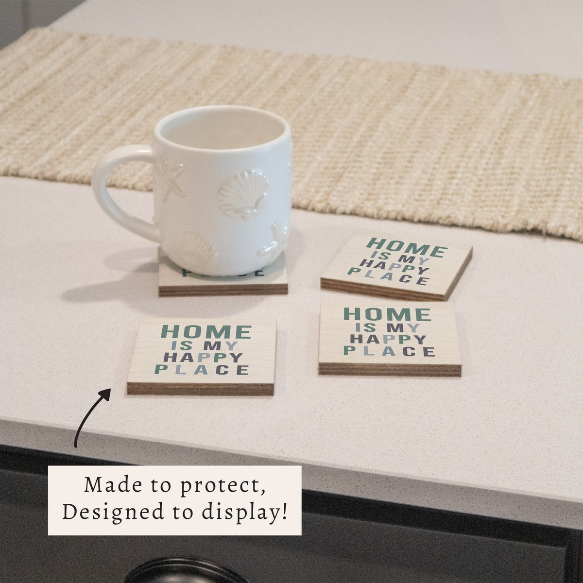 Happy Place Home Coaster Set
