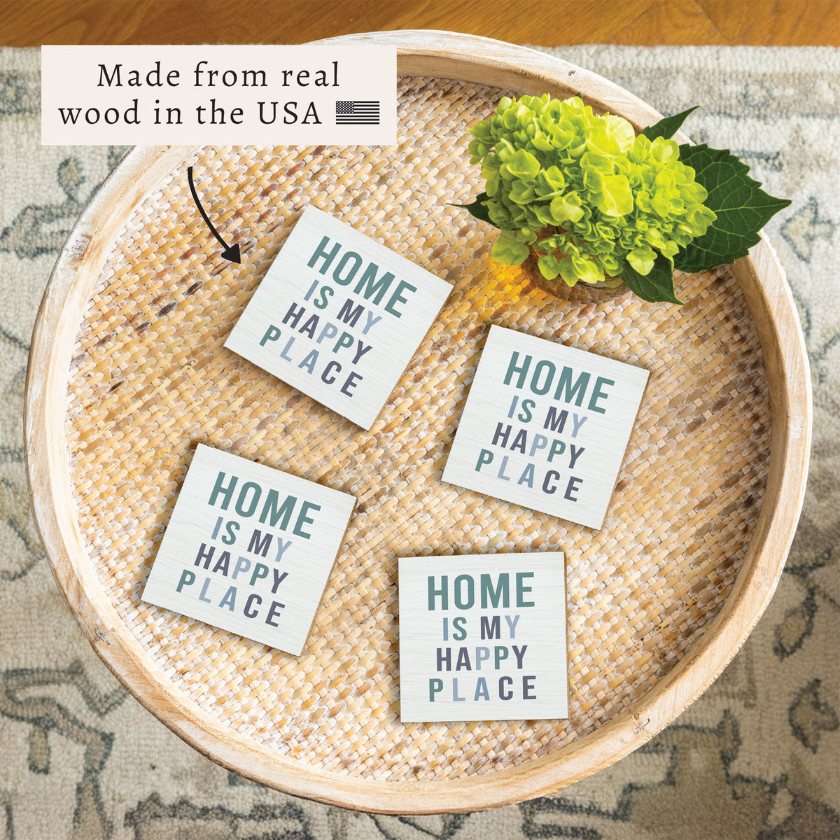 Happy Place Home Coaster Set