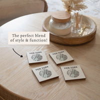 New York Map Art Coaster Set