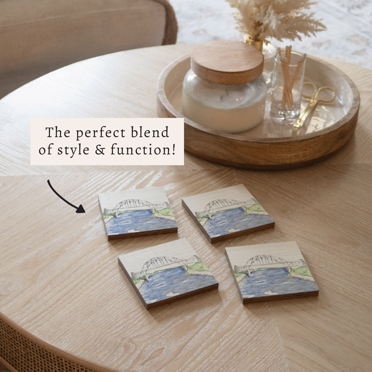 Watercolor Bridge Coaster Set