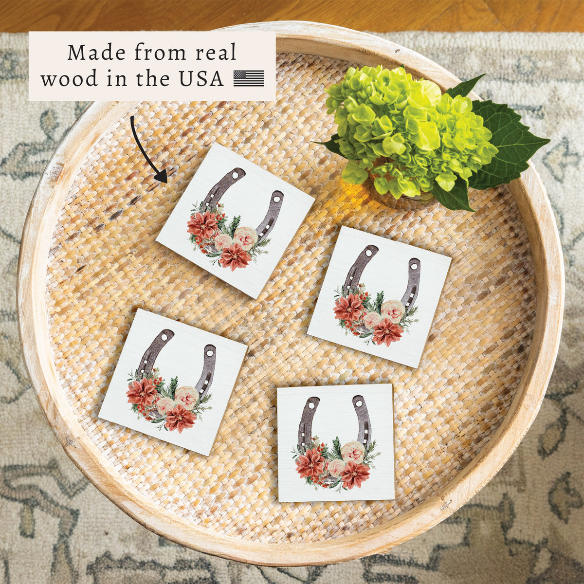 Floral Horseshoe Coaster Set