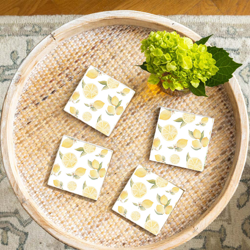 Watercolor Lemons Coaster Set