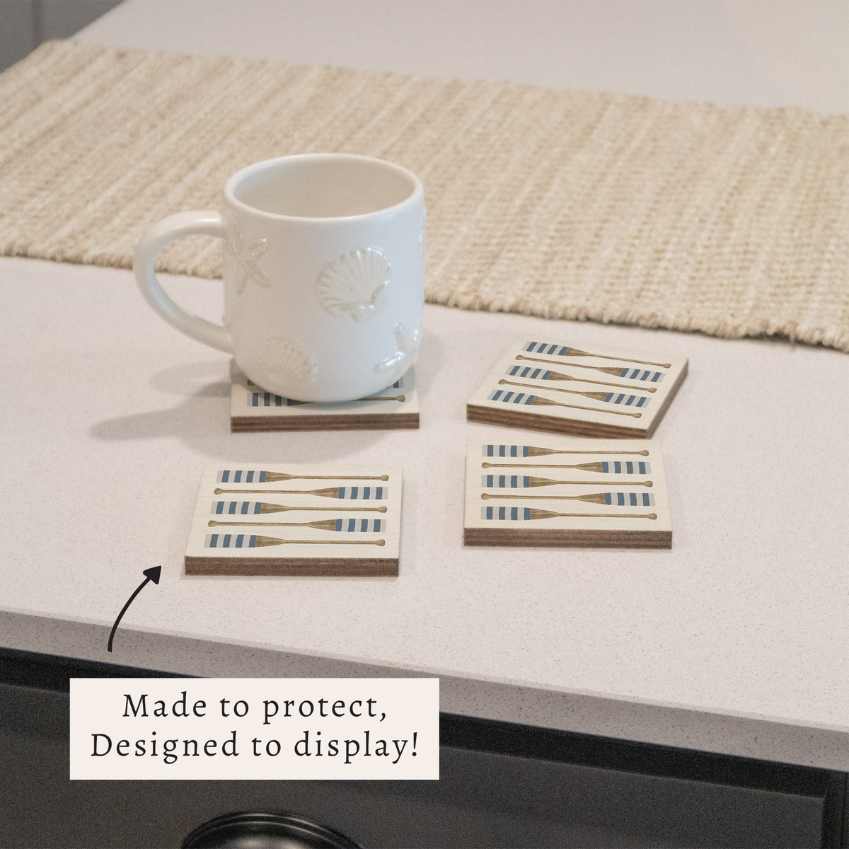 Striped Oars Coaster Set