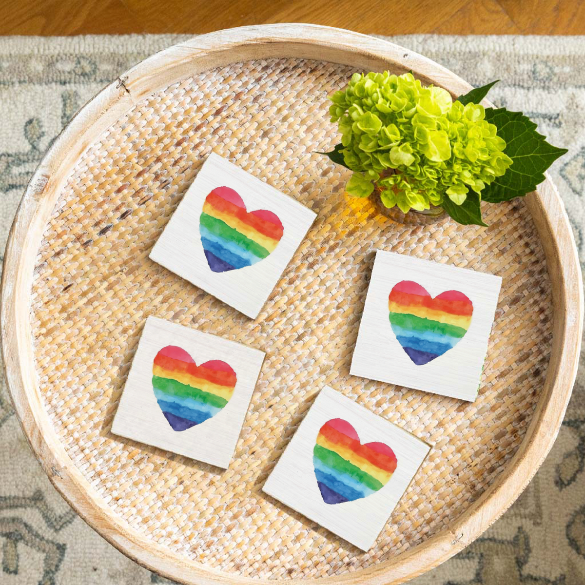 Rainbow Heart Coaster Set