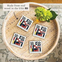 Nautical Flag Nantucket Coaster Set | Wood Coasters