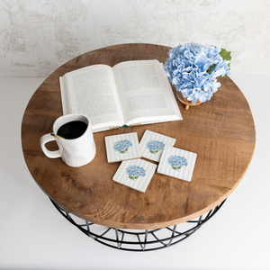 Endless Summer Hydrangea Rustic Marlin Coaster Set