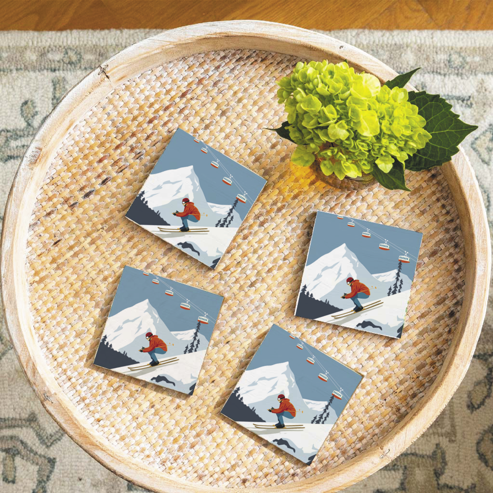 Bluebird Ski Day Coaster Set