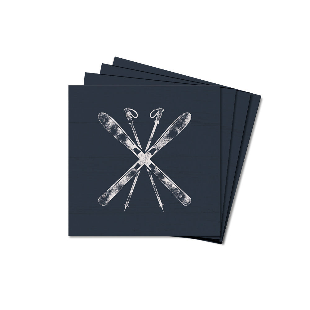 Navy Blue Ski Decorative Coaster Set