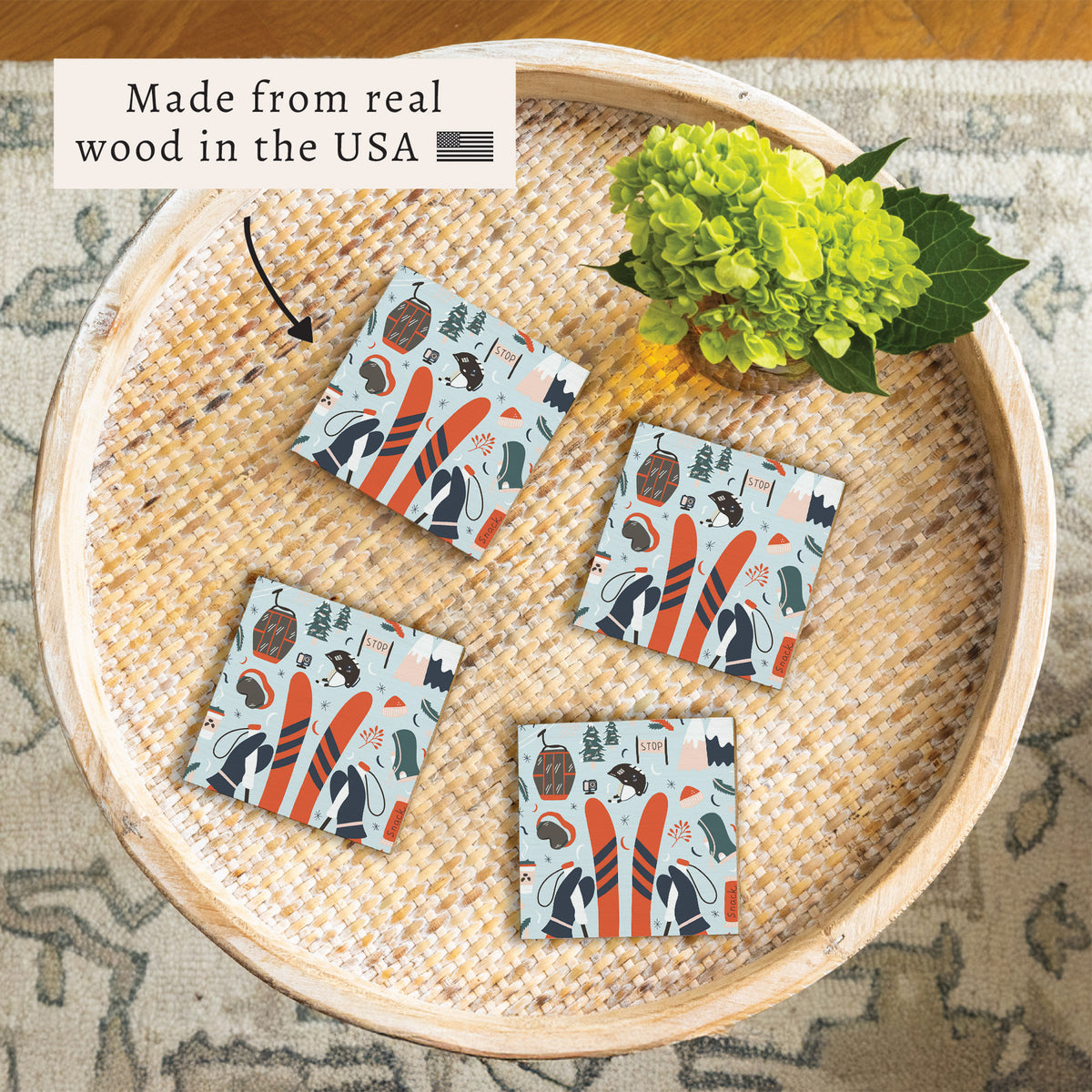 Chairlift Charm Coaster Set