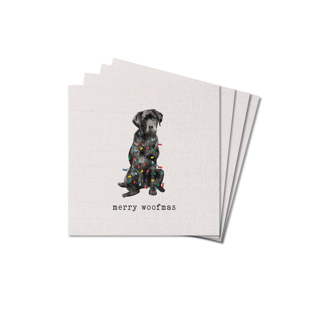Merry Woofmas Black Lab Coaster Set