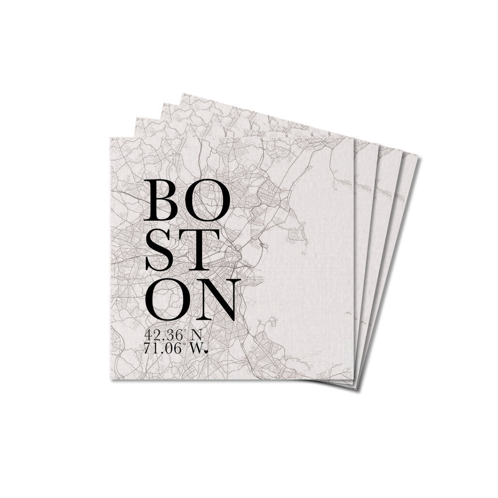 Black and White Boston City Grid Coaster Set