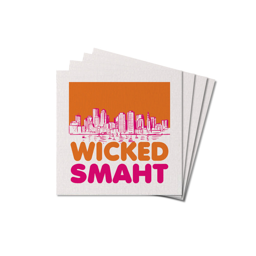 Wicked Smart Boston Orange and Pink Coaster Set