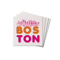 Orange and Pink Boston Skyline Coaster Set