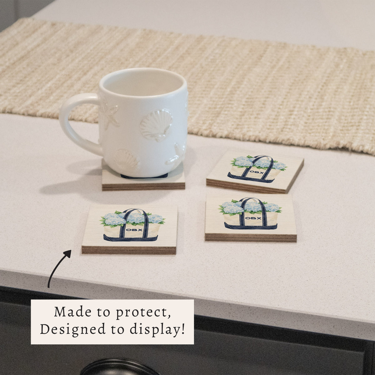 Hydrangea Tote Personalized Coaster
