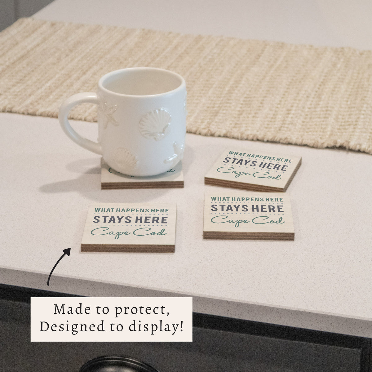What Happens Here Personalized Coaster Set