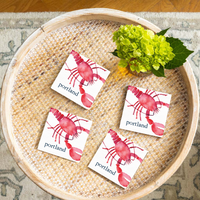 Watercolor Lobster Personalized Coaster Set