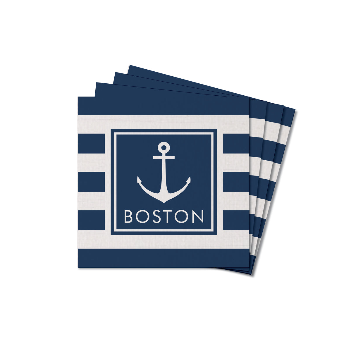 Anchor Stripes Personalized Coaster Set