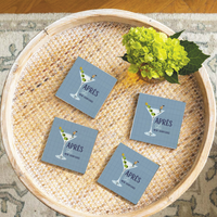 Apres Ski Martini Personalized Coaster Set